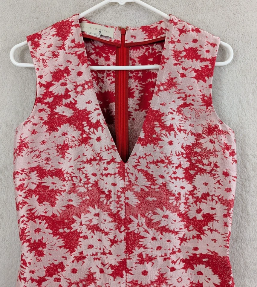 STELLA McCARTNEY SZ 40 连衣裙提花粉色花卉印花无袖背心 1143 — 第 2/4 张图片