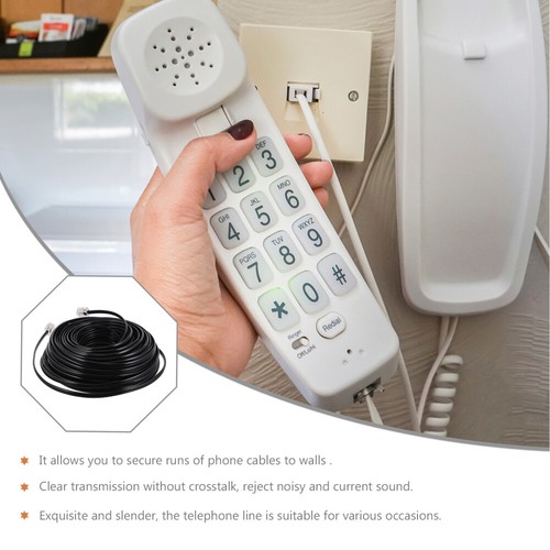 4-Core Telephone Landline Extension Telephone Line Extension Black Phone Cord - Zdjęcie 6 z 12