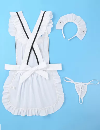 Sexy französische Damenmädchen Schürze Uniform Set Kellner Kostüm Cosplay Kostüm - Bild 8 von 8