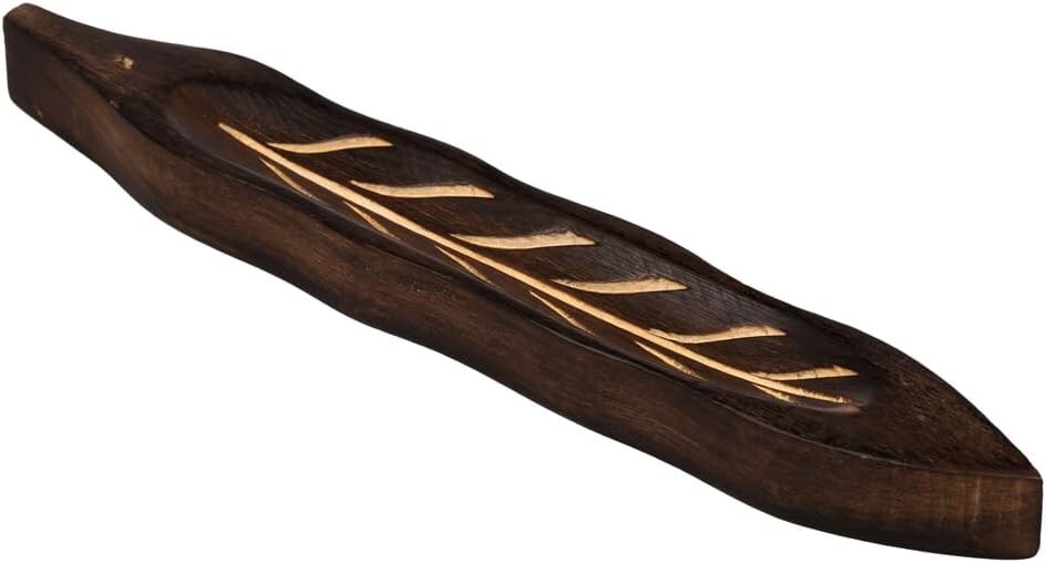 Räuchergefäß Holz Blattform Stabhalter - Ideale Dekoration für alle Häuser