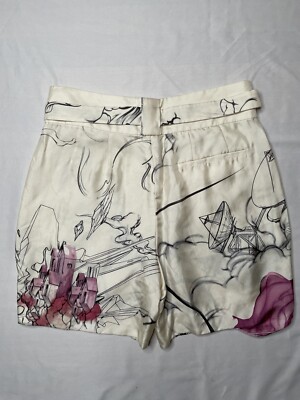 Prada Spring 2008 Cream Silk Fairy Print Shorts James Jean 40 IT
