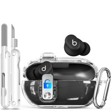 Secure Lock Case for Beats Solo Buds, Clear Case with 3-in-1 Cleaner Kit, Key...