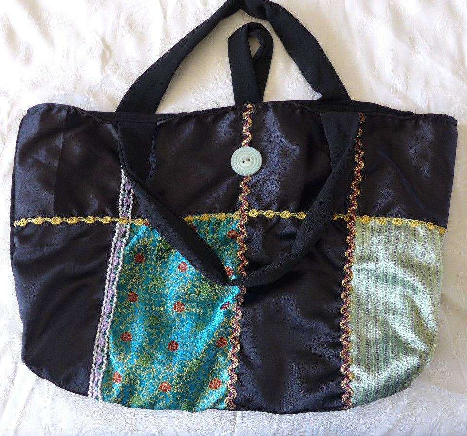 Black - Handcrafted Quilted Cotton Hand Bag 10