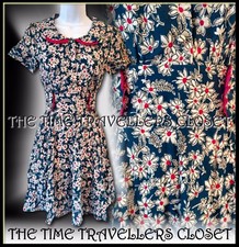 Topshop Kate Moss Floral Peter Pan Tea Dress 40s Landgirl WW2 Vintage UK 10 38 6