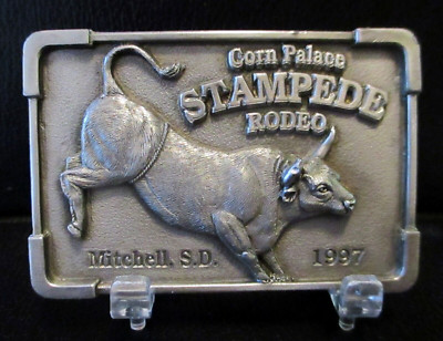 27th Corn Palace Stampede Mitchell SD PRCA Rodeo BULL RIDING Belt Buckle 1997