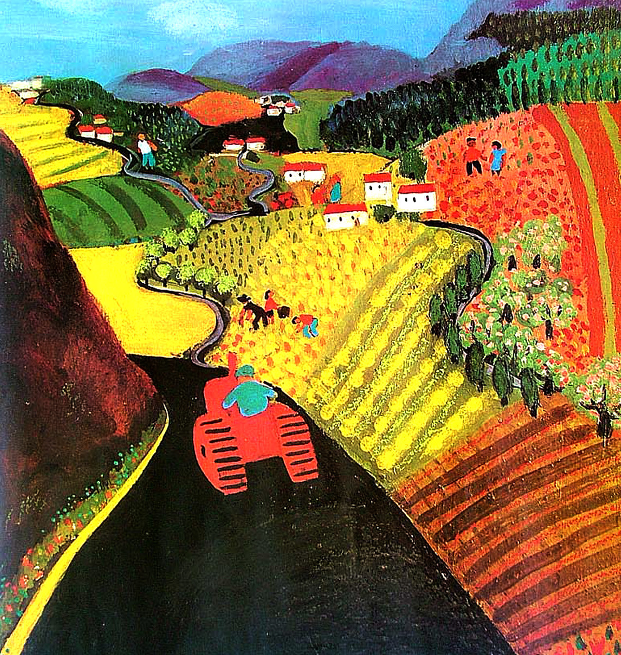 Colorful GALILEE ART POSTER Israel JUDAICA Jewish HEBREW Kibbutz KKL JNF Zionist