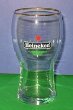 Heineken Beer Glass Half Pint Tulip Red Star Gold Rim 5" Holland