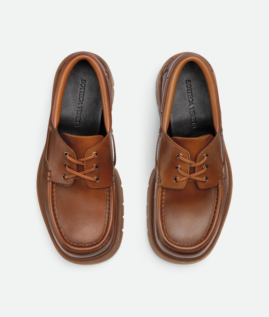 BOTTEGA VENETA Haddock $1400 Light Wood Leather Lace-Up Boat BOTTEGA VENETA Haddock $1400 Light Wood Leather Lace-Up Boat