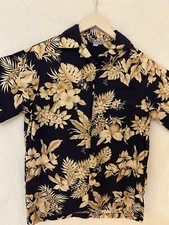 Vintage s Iolani Hawaiian Shirt Xxs Gold Flowers Rayon great quality
