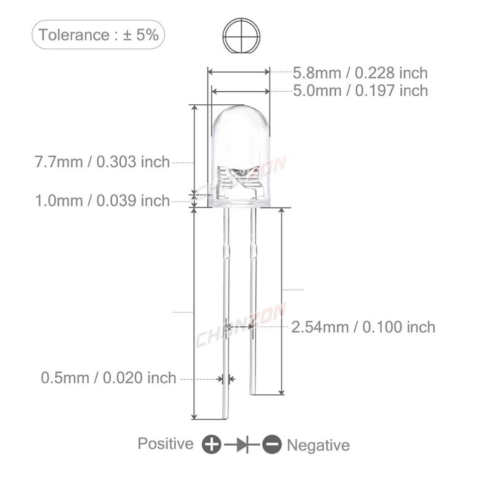 5mm LED Diode superhell 30° 20mA Ultrahell 30° Blau Rot Grün Gelb Orange Weiß UV - Bild 3 von 4