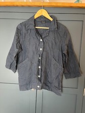Luca Vanucci 100% Linen Blazer Jacket Shirt Navy Blue Size S Small Made In Italy