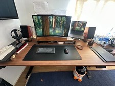 🪵Handcrafted Solid Oak Monitor Riser – Walnut-Stained with Gloss Finish