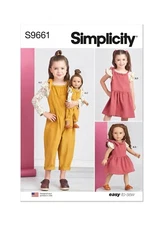 Simplicity Sewing Pattern 9661 R11669 Knit Top Overalls Jumper Child 3-8 Doll