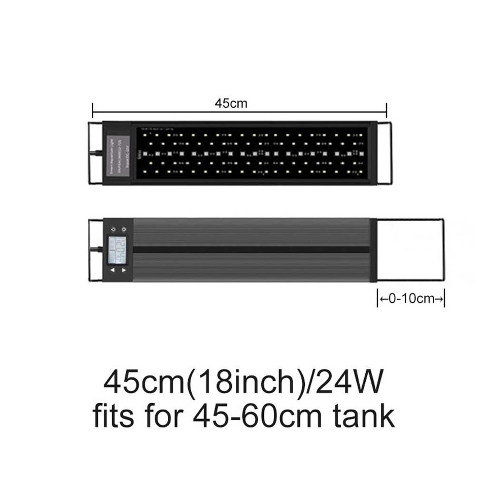 EverGrow LED Aquarium Light Bar – Extendable 18-48 Inch, Full Spectrum, 24/7 Mode
