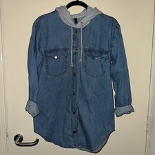 Ladies Denim Jacket With Grey Hoodie