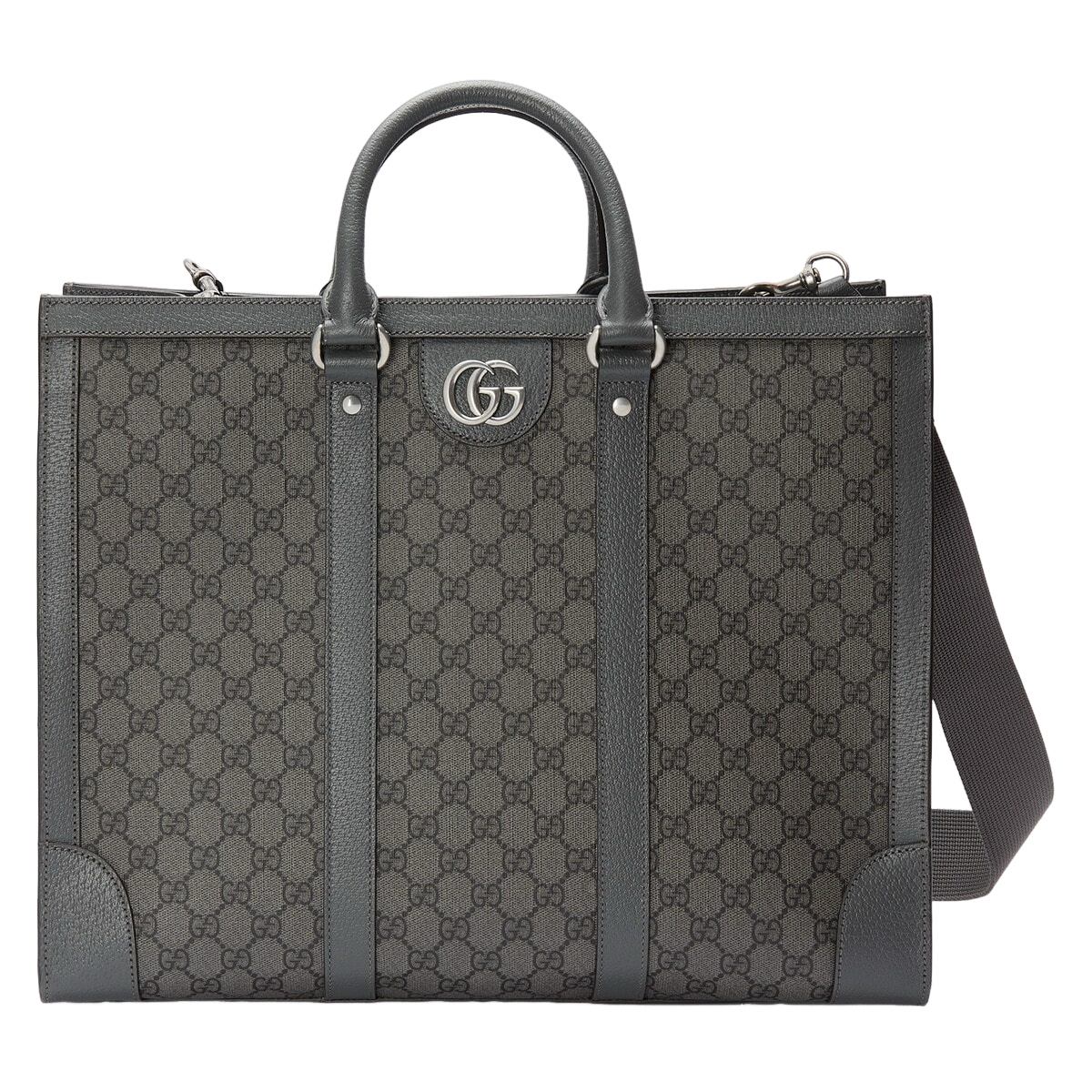 Gucci ダークグレー トートバッグ　男女兼用 GUCCI Ophidia Large $3100 Grey And Black GG Canvas Tote Bag New