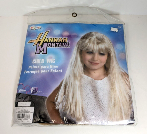 Perruque enfant Hannah Montana blonde 2007 costume cosplay Halloween robe neuve - Photo 1 sur 5