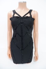 Missguided Womens Bodycon Mini Dress Size Uk 6 Black Embellished 