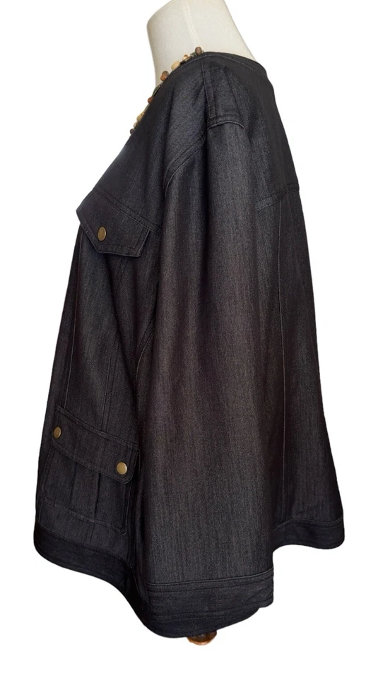 Ruby Rd Woman Black Round Neck Long Sleeve Full Zip Jacket Women's Sz 20W - Image 4 of 4