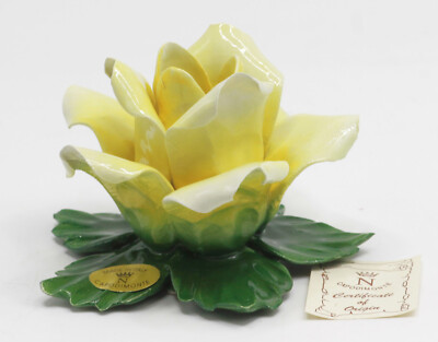Porzellan Tisch Dekoration KERZENHALER ROSE CAPODIMONTE Tischleuchter Handarbeit