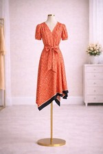 Karl Lagerfeld Paris Orange Geometric Asymmetrical Dress Size 12 NWT