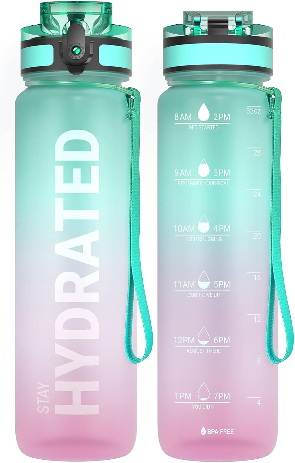 , 32/25/17oz Durable And Leakproof Water Bottles Motivationa