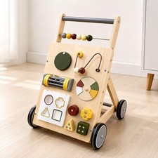 Wooden Baby Walker, Educational Activity Push Walker Toy with Baby Activity