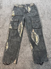 Vtg Mossy Oak Pants Mens 34x31 Realtree Camo Cargo Black Grunge Y2K