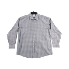 Brooks Brothers 1818 Regular Fit Non-Iron Shirt Mens 17 34/35 Blue Glen Plaid