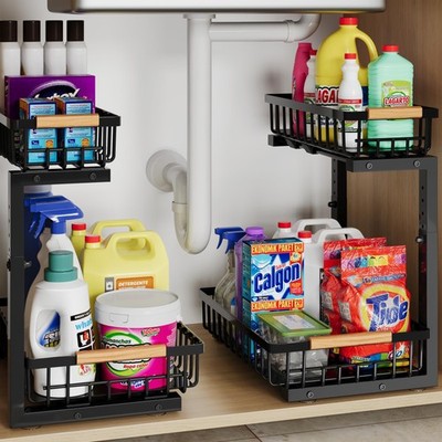 Under Sink Organizer Storage For Families Pull Out Storage Undersink Organizers