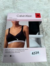 Calvin Klein Wire Free Bralette 2 Pack Womens Size M White Black Stretch NEW