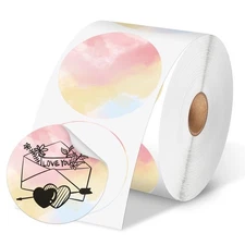 Phomemo 2” Color Circle Thermal Labels, Self-Adhesive Round Direct Sticker La...