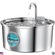 Stainless Steel Cat Water Fountain - 108oz Quiet Drinking Fountain for Pets