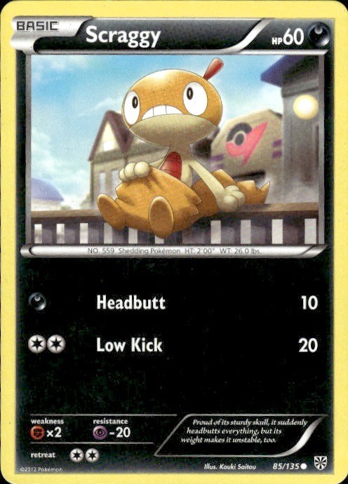 Scraggy 85/135 Common Plasma Storm Pokemon Heavily Played