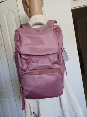 NWT Tumi Voyageur Ryley Nylon/Leather Backpack  - Orchid /Gold Hardware $495.