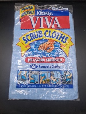 OPEN PACKAGE Kleenex VIVA Reusable Scrub Cloths 4 Pack - 1996 NOS Made In USA