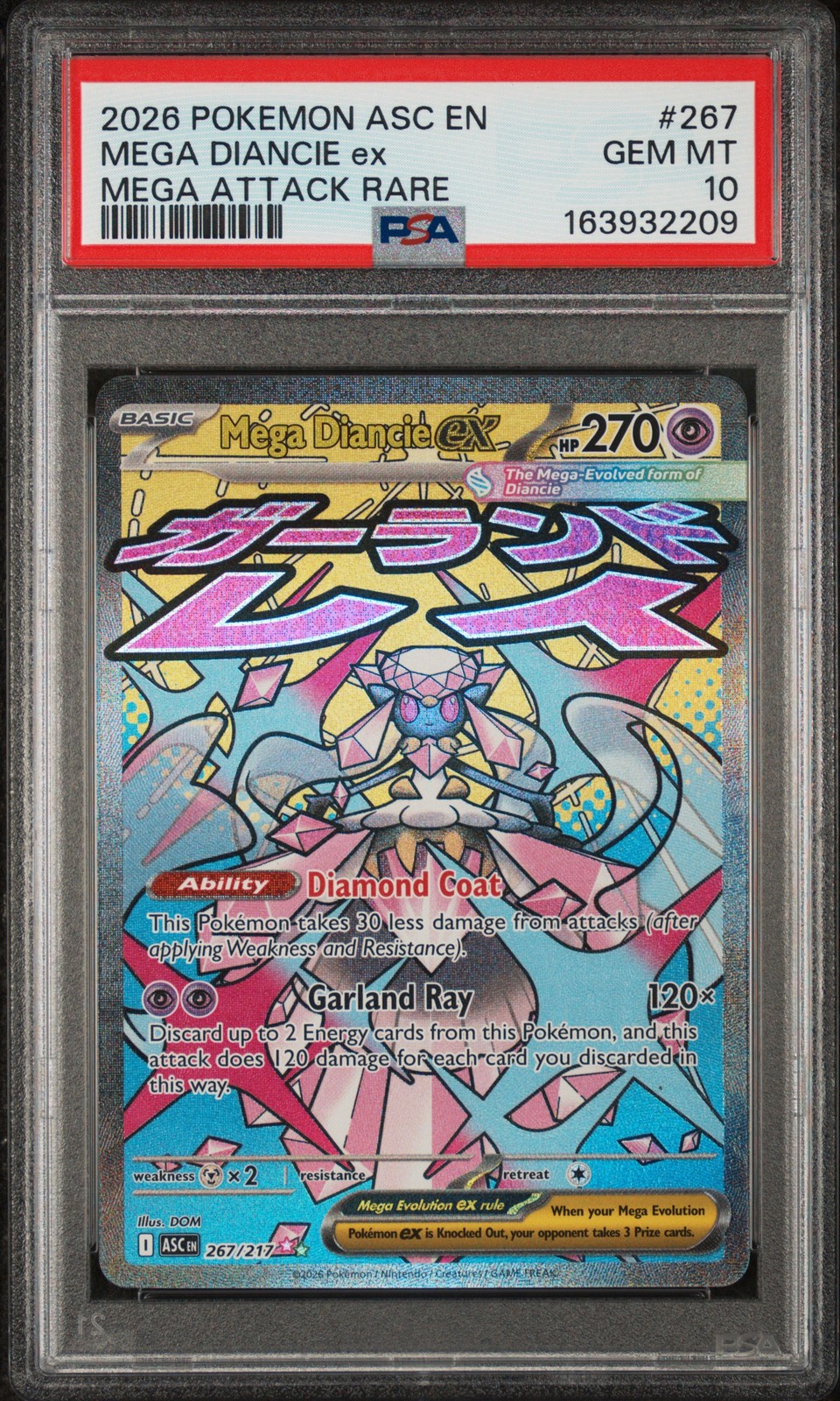 Mega Diancie Ex Pokemon Asc En Ascended Heroes #267 Gem Mint PSA 10