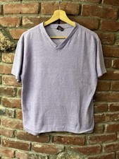 Vintage 70s 80s Dorado Terry Cloth V Neck Shirt Size M/S Purple Made In USA