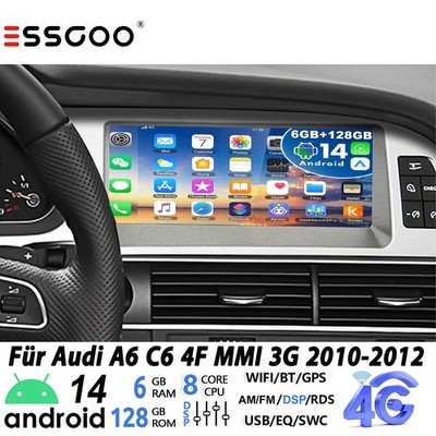6+128G 8.8'' Carplay Android 14 Autoradio GPS Für Audi A6 C6 4F MMI 3G 2010-2012