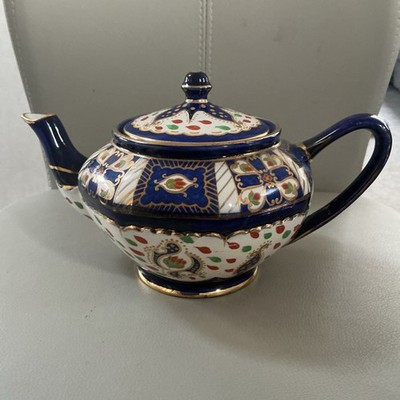 Vintage Royal Winton Elfenbein Ware Blau & Gold Imari Gaudy Welsh Teekanne Teekanne