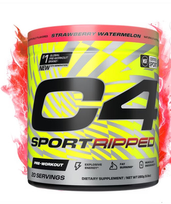 C4 Sport Ripped Pre-Workout Powder ~ Strawberry Watermelon ~ 20 Servings