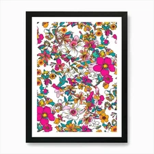 Clover Chic London Fabrics Floral P Framed Wall Art Poster Canvas Print Picture