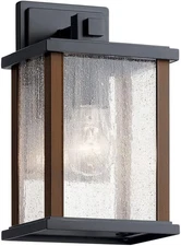 Marimount 11" 1 Light Outdoor Wall Light with Clear Ribbed Glass in Black