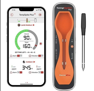 THERMOPRO TEMPSPIKE PLUS 600FT WIRELESS MEAT THERMOMETER - DARK ORANGE