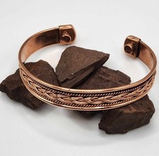Pure Copper Bracelet Cuff Braid Design Magnets Arthritis Pain Relief Healing