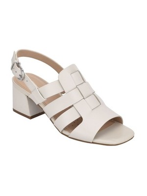 EVOLVE Womens Ivory Mona Square Toe Block Heel Leather Slingback Sandal 9 M