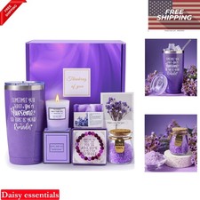 Lavender Spa Gift Basket for Women Self Care Relaxation Set Birthday Mom Wife
