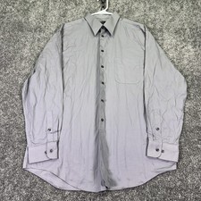 Alfani Shirt Mens Large Gray Solid Long Sleeve Button Dress Shirt Pinpoint
