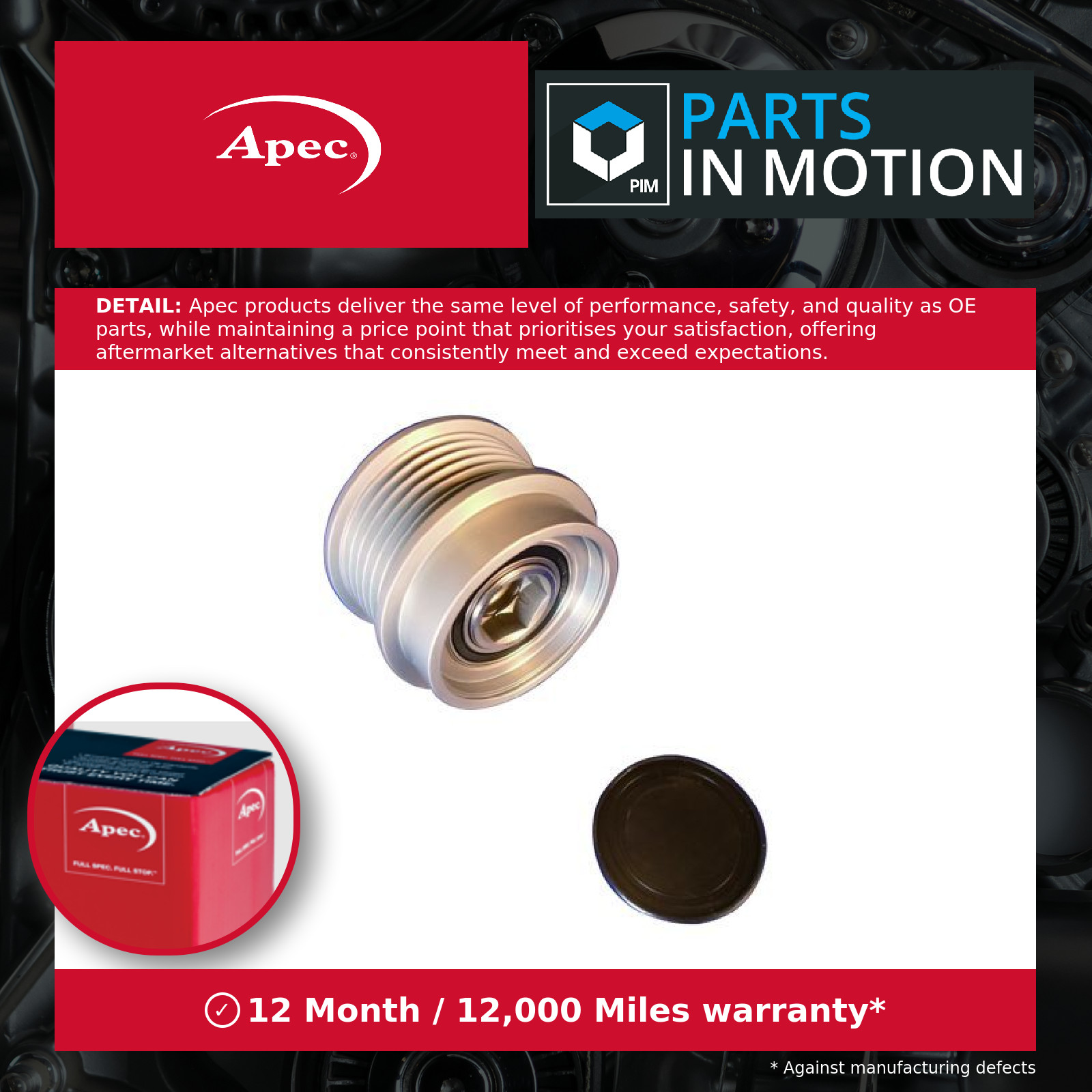 Overrunning Alternator Pulley AOP1019 Apec Clutch 04861506AB 04861506AC Quality