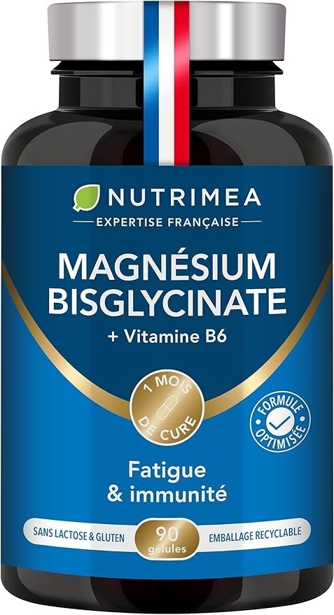 Magnésium Bisglycinate Vitamine B6 anti-stress et sommeil profond - 90 gélules vegan